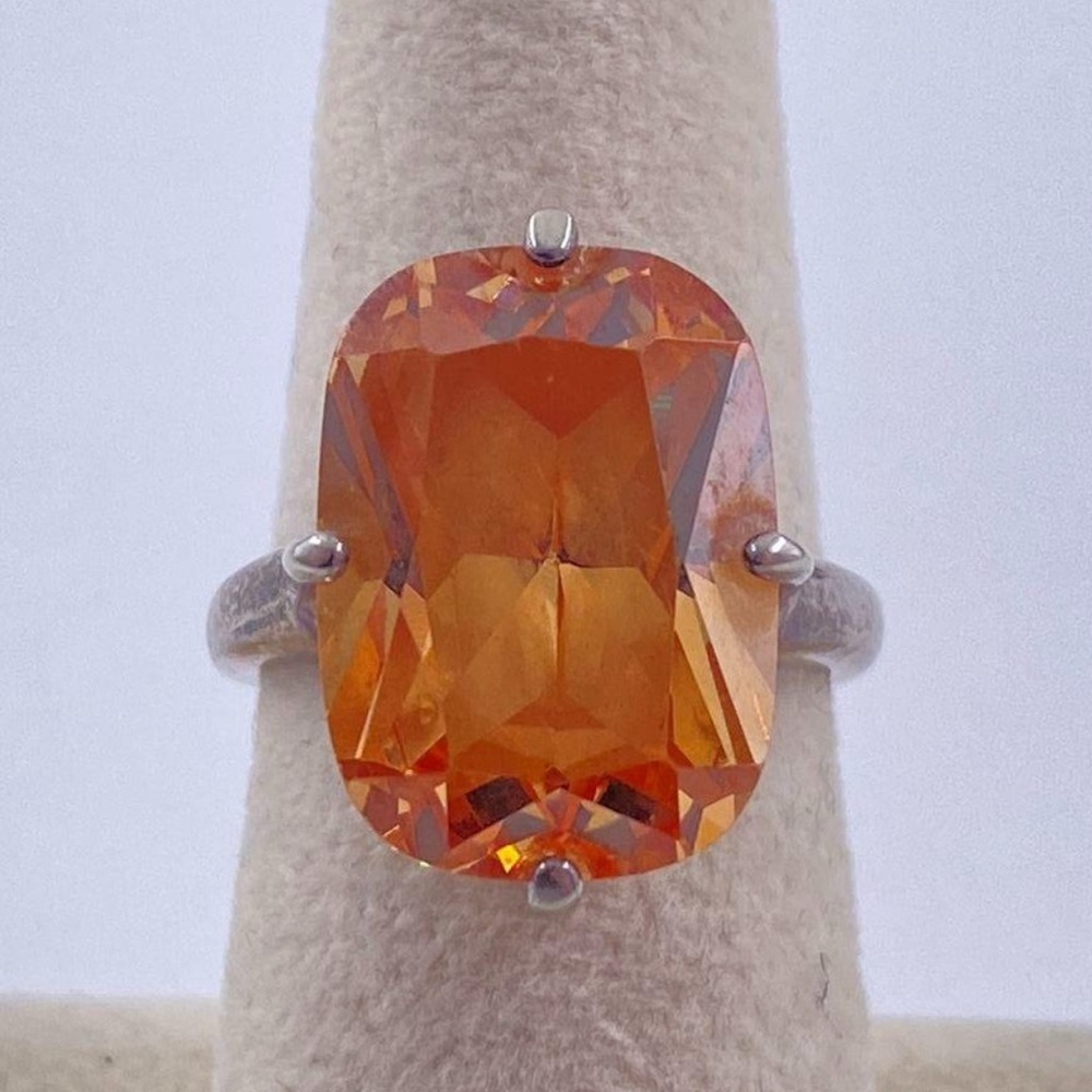 Cocktail ring Peach Cz 925 stamped silver ring in size 7